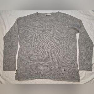 FRNCH SWEATER Grey Wool Blend Gold Side Buttons